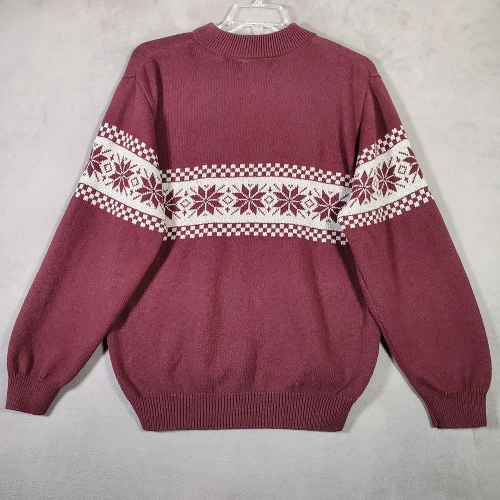 Vintage Peconic Bay Traders Cardigan Mens L Fair Isle Zip Front Nordic Ski Lodge